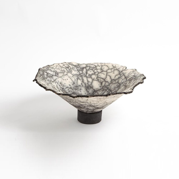 Picture of CRACKLED FOOTED BOWL, BLK