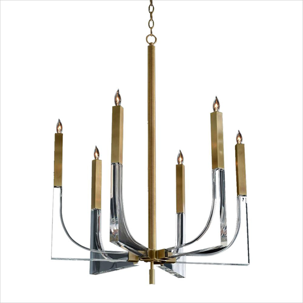 Picture of ACRYLIC &BRASS 6-LT CHANDELIER