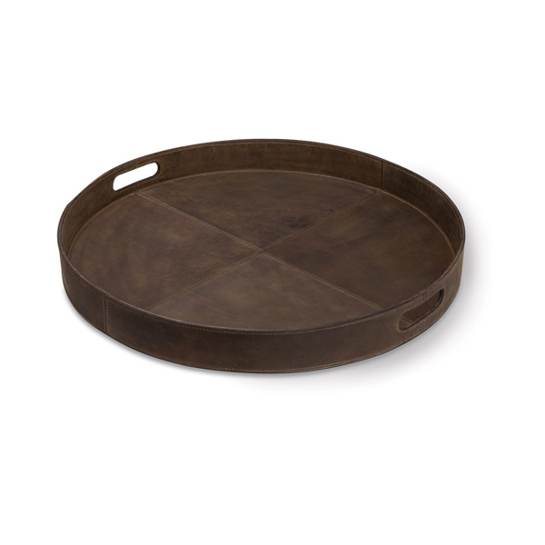 Picture of DERBY ROUND LEATHER TRAY, BRN