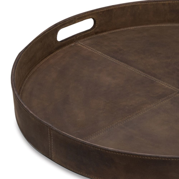 Picture of DERBY ROUND LEATHER TRAY, BRN