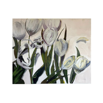 Picture of TULIPS IN CREAM/GREEN, 48 X 40